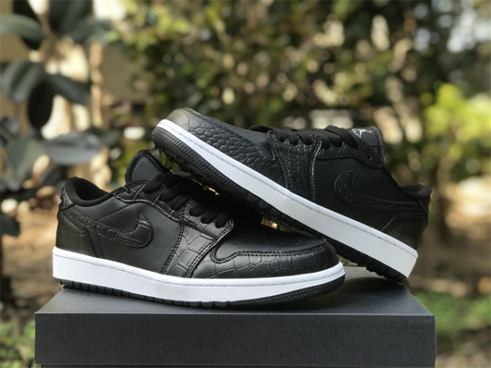 Authentic Air Jordan 1 Low Golf “Black Croc”