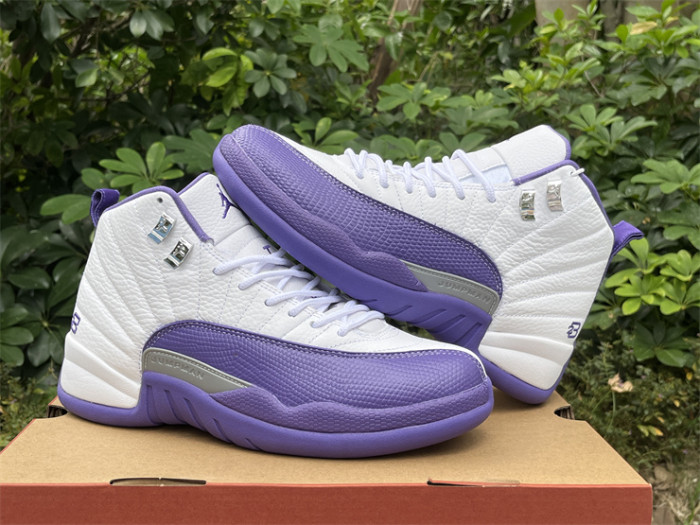 Authentic Air Jordan 12 White Purple
