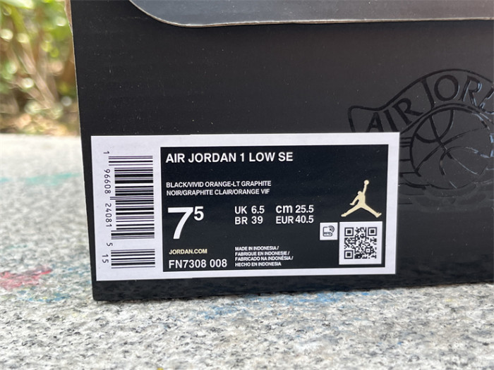 Authentic Air Jordan 1 Low Black Vivid Orange