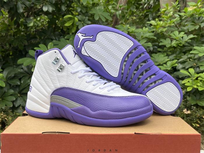 Authentic Air Jordan 12 White Purple