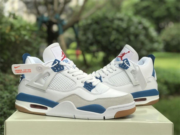 Authentic Nike SB x Air Jordan 4 White Blue