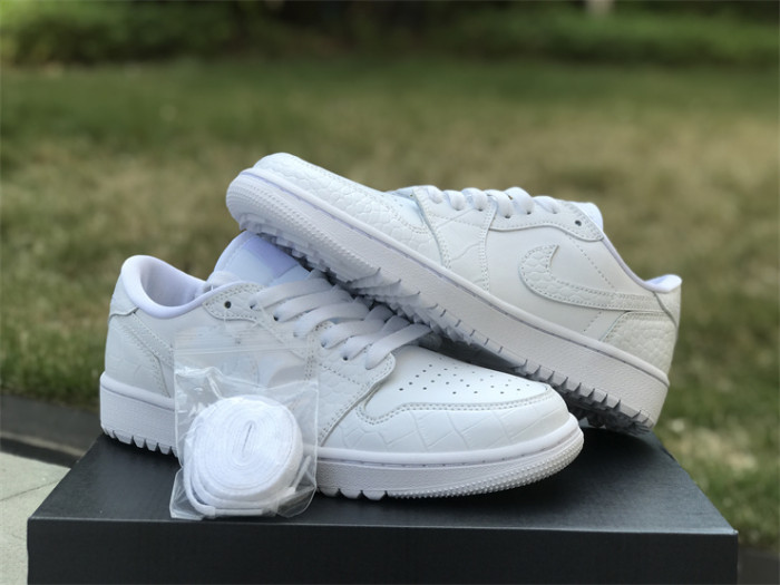 Authentic Air Jordan 1 Low Golf “White Croc”