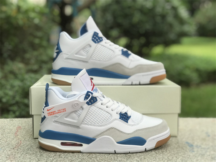 Authentic Nike SB x Air Jordan 4 White Blue