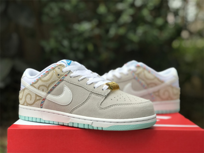 Authentic Nike Dunk Low Retro SE “Barber Shop” White Grey