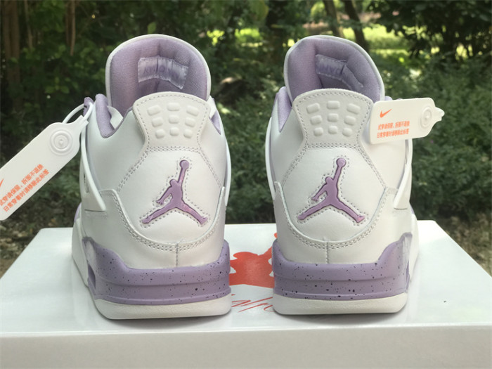 Authentic Air Jordan 4 White Purple