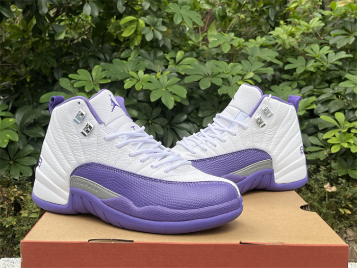 Authentic Air Jordan 12 White Purple