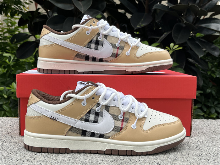 Authentic Nike Dunk Low Custom Brown Burberry