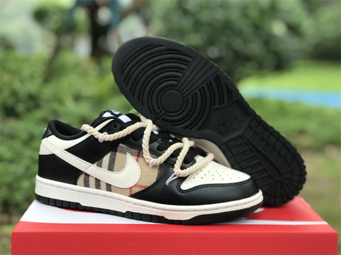Authentic Nike Dunk Low Custom Black Burberry