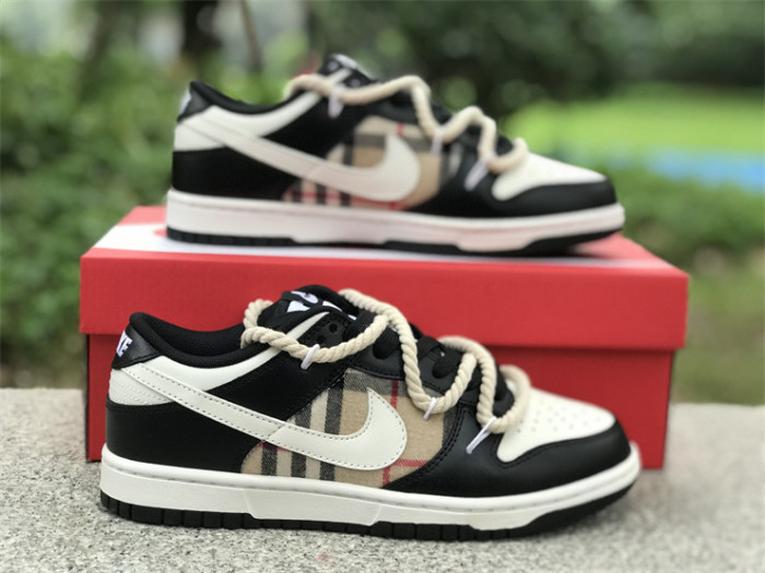Authentic Nike Dunk Low Custom Black Burberry