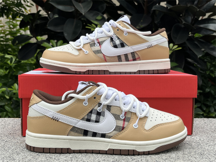 Authentic Nike Dunk Low Custom Brown Burberry
