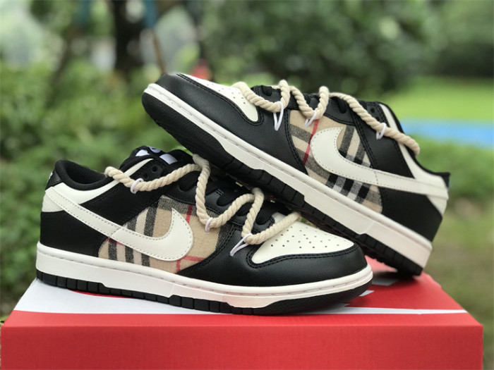 Authentic Nike Dunk Low Custom Black Burberry