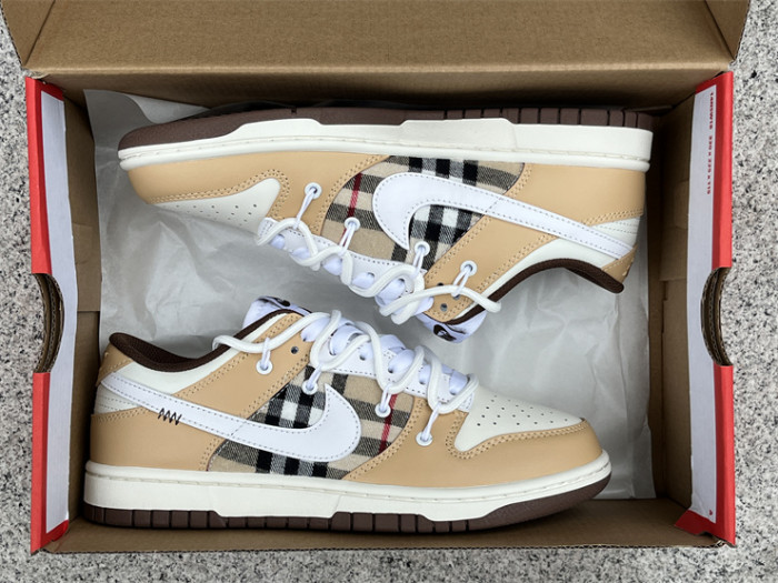 Authentic Nike Dunk Low Custom Brown Burberry