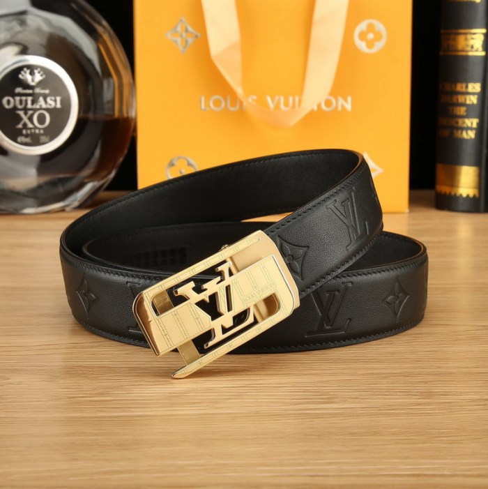 Super Perfect Quality LV Belts(100% Genuine Leather Steel Buckle)-4535