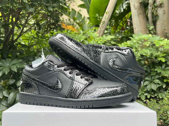 Authentic Air Jordan 1 Low “Black Croc” Women