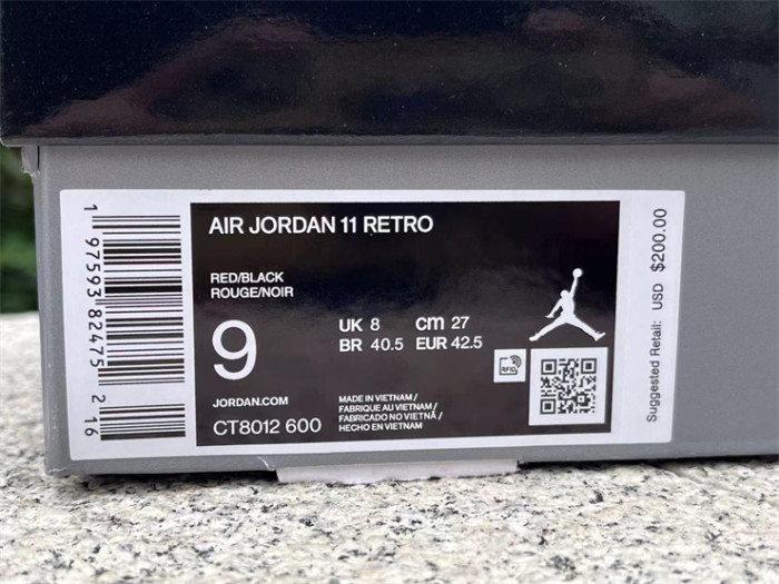 Air Jordan 11 Retro Black RED CT8012-600