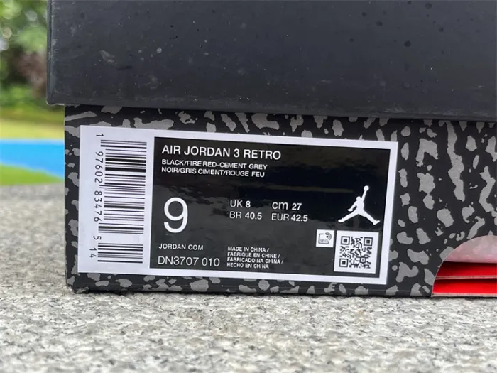 Authentic Air Jordan 3 “Black Cement”2024 DN3707-010