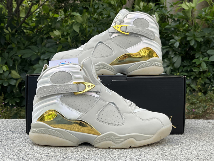 Authentic Air Jordan 8 Retro Champagne Gold White