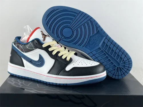 Authentic Air Jordan 1 Low SE White Industrial Blue GS