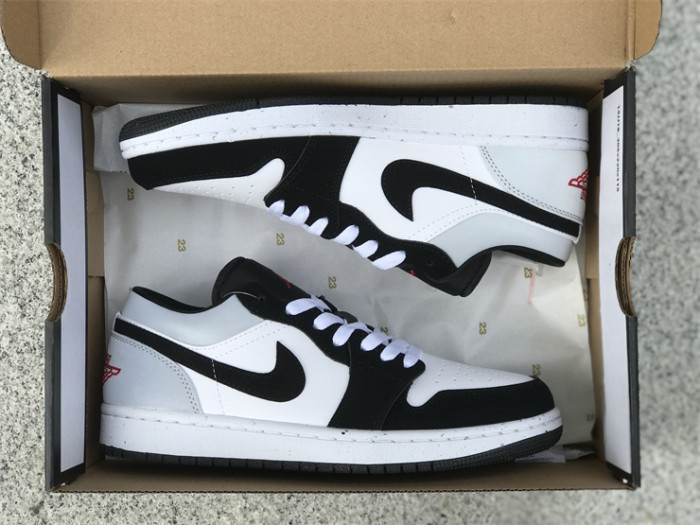 Authentic Air Jordan 1 Low SE White Fire Red Black Matte Silver