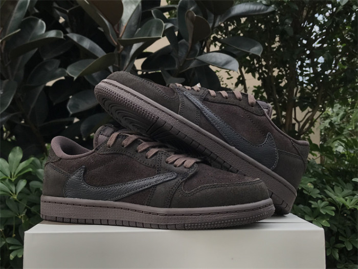 Authentic Travis Scott x Air Jordan 1 Low OG “Velvet Brown” Kids