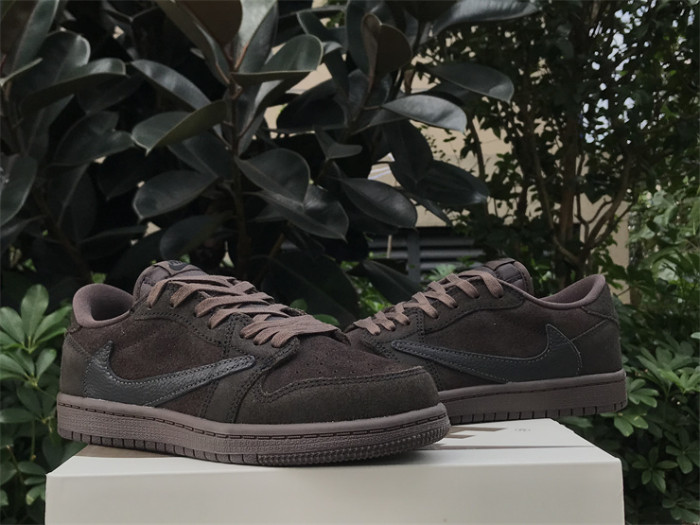 Authentic Travis Scott x Air Jordan 1 Low OG “Velvet Brown” Kids