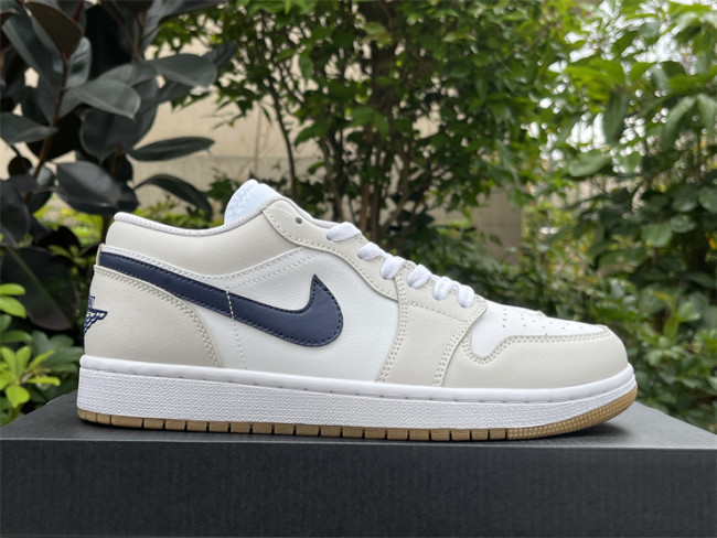 Authentic Air Jordan 1 Low Midnight Navy Neutral Grey