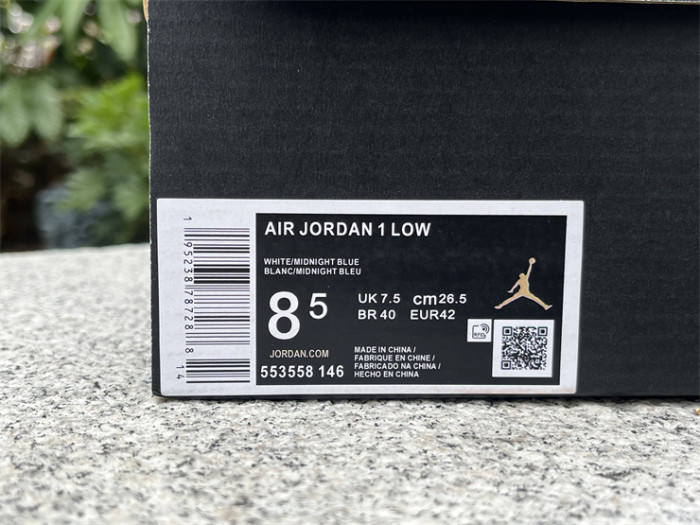 Authentic Air Jordan 1 Low Midnight Navy Neutral Grey