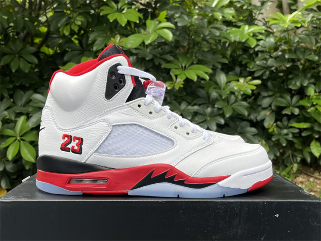 Authentic Air Jordan 5 Fire Red “Black Tongue” 2025