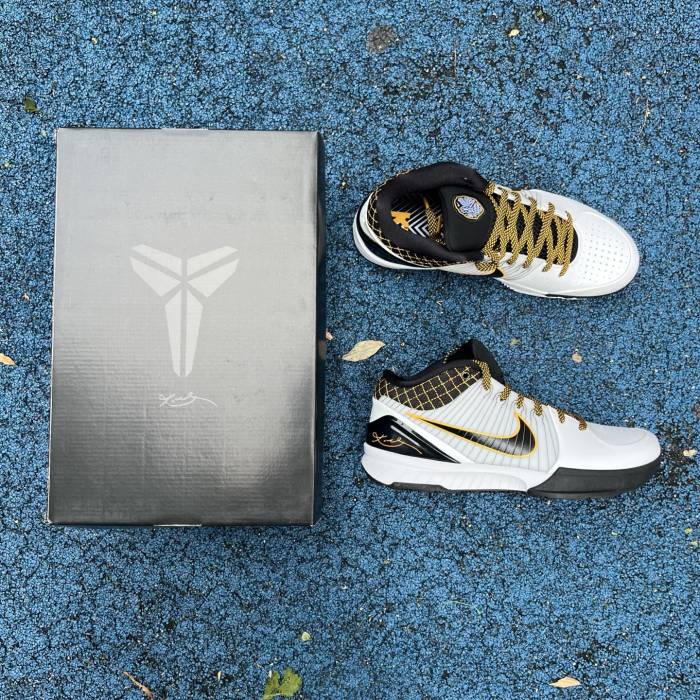Authentic Nike Kobe 4 Protro White Black Del Sol