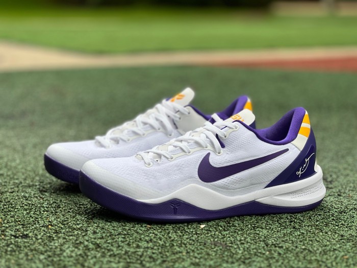 Authentic  Nike Kobe 8 Protro White Court Purple
