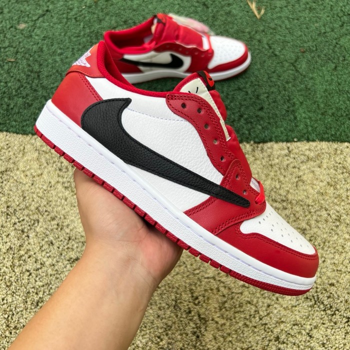 Authentic Travis Scott x Air Jordan 1 Low OG White Red GS