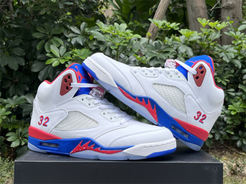 Authentic Air Jordan 5 White Blue Red