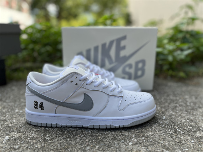Authentic Nike SB Dunk Low Supreme 94 White Metallic Silver