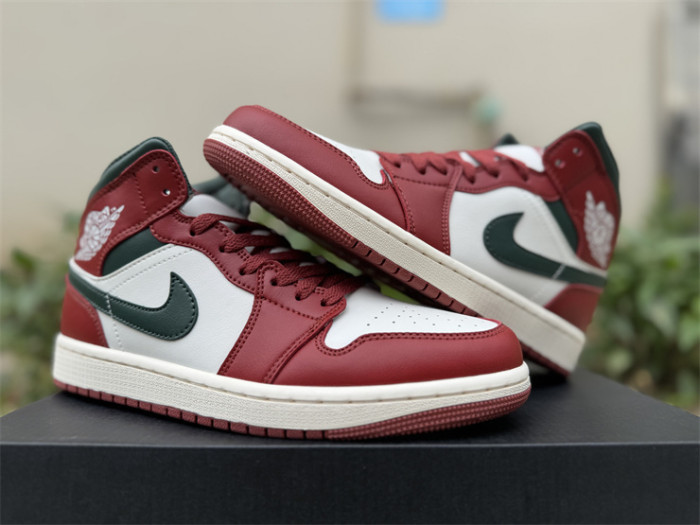 Authentic Air Jordan 1 Mid “Redstone Midnight Green”
