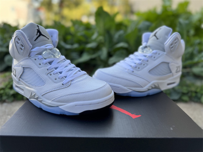 Authentic Air Jordan 5  White Metallic