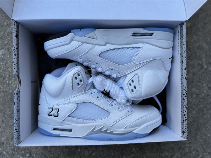 Authentic Air Jordan 5  White Metallic
