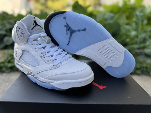 Authentic Air Jordan 5  White Metallic  GS