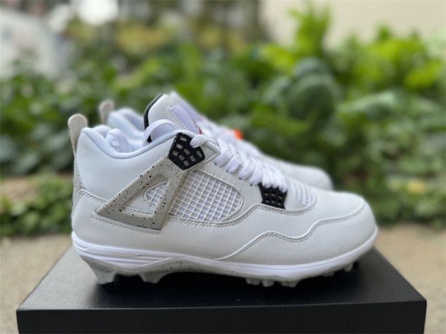 Authentic Jordan 4 Retro TD Cleat White Cement