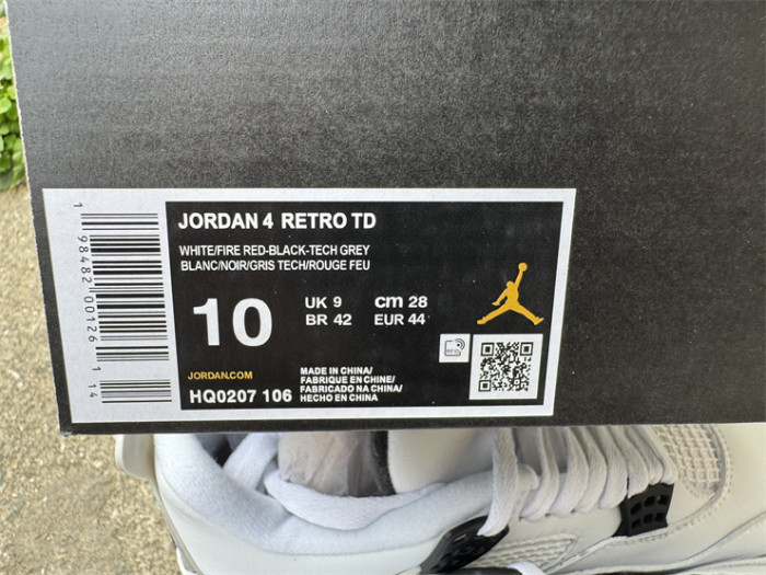 Authentic Jordan 4 Retro TD Cleat White Cement