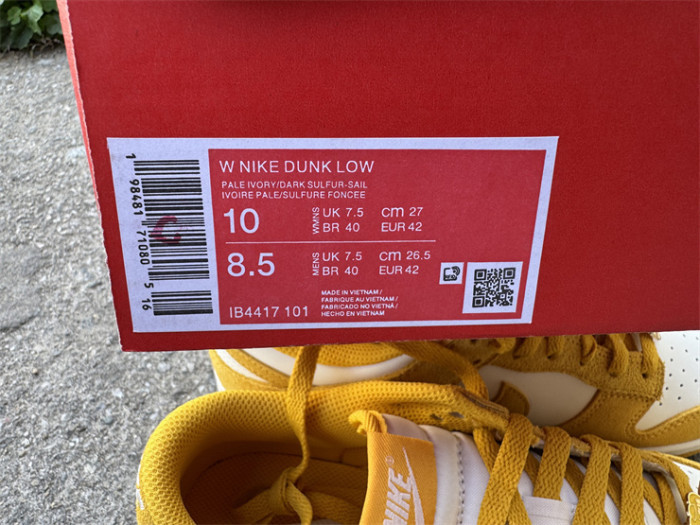 Authentic Nike Dunk Low Dark Sulfur Gold Mini Swoosh
