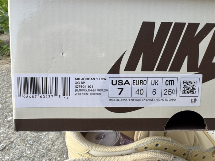 Authentic Travis Scott x Air Jordan 1 Low OG Muslin Shy Pink