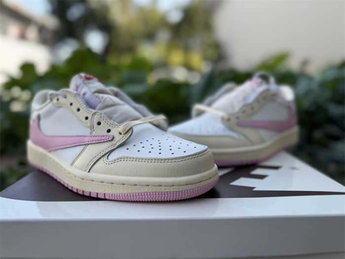 Authentic Travis Scott x Air Jordan 1 Low OG Muslin Shy Pink