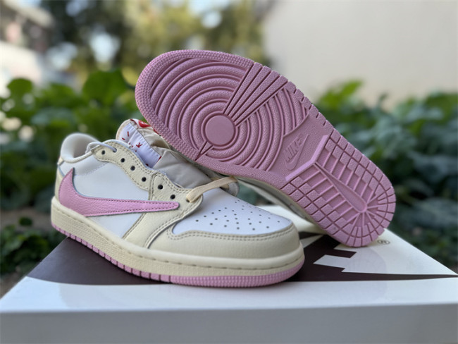 Authentic Travis Scott x Air Jordan 1 Low OG Muslin Shy Pink GS