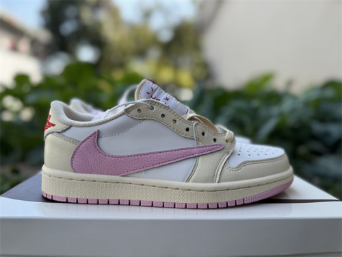 Authentic Travis Scott x Air Jordan 1 Low OG Muslin Shy Pink