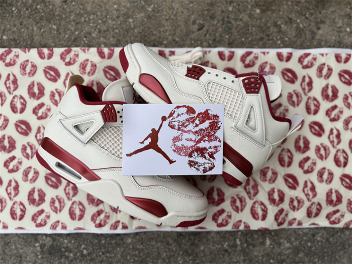 Authentic Air Jordan 4 Retro Valentine's Day Sierra Red