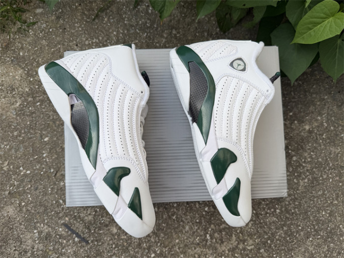 Authentic Air Jordan 14 Retro White Forest Green