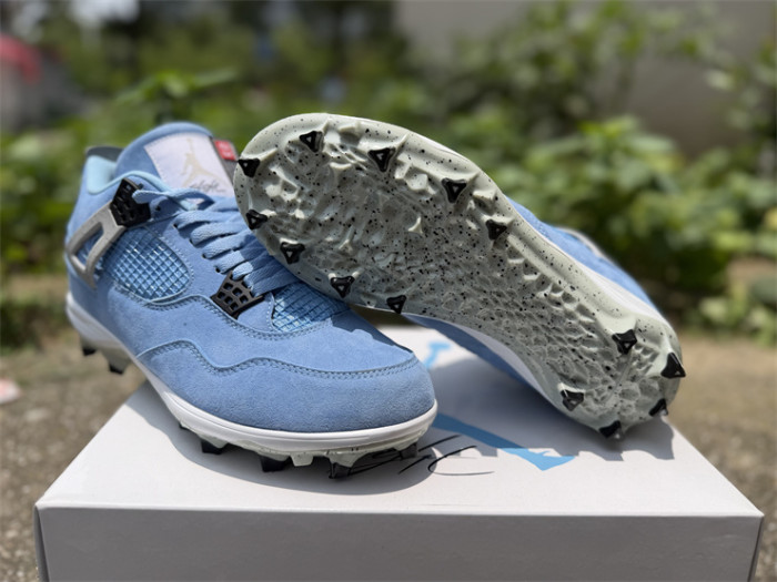 Authentic Air Jordan 4 Retro Golf University Blue Cleats