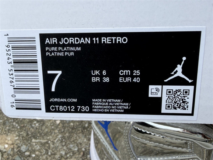 Authentic Air Jordan 11 Sliver