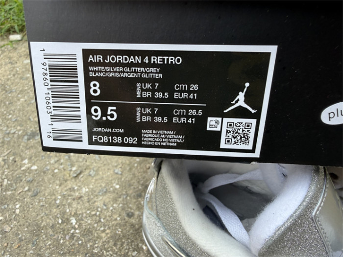 Authentic Air Jordan 4 Silver Glitter