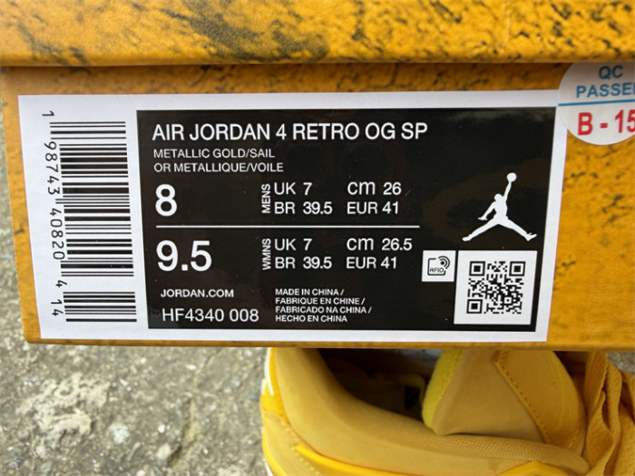 Authentic Air Jordan 4 Nigel Brick by Brick Yellow